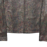 DIVINA Womens Brown Button Jacket S Polyester Blend Patterned Cropped Stylish