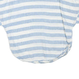 ZARA Womens Blue & White Striped Basic Top Short Sleeve Round Neck XS Casual