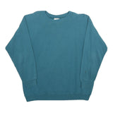 HANES Mens Blue Crew Neck L Sweatshirt Plain Cotton Blend Comfortable Casual