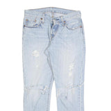 LEVI'S 501CT Womens Jeans Blue Classic Straight Denim Light W28 L27 Ripped