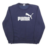 PUMA Mens Blue Crew Neck Sweatshirt S Cotton Blend Pullover Sport Casual