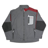 Mens Grey & Burgundy Plain Polyester Blend Zip Jacket XL Lightweight Water