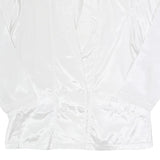 Womens White Silk Button Jacket L Plain Long Sleeve Classic Relaxed Fit