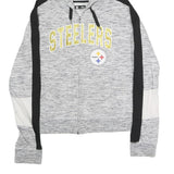 NFL Womens Grey & Black Steelers Full Zip Hoodie L Team Logo Sportswear