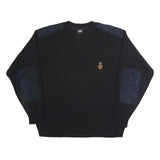 WHITE SAILS Mens Black Cotton Plain Crew Neck Sweater Jumper XL Casual Comfort
