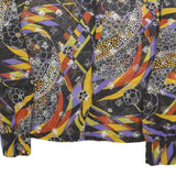 Womens Black Yellow Purple Printed Basic Long Sleeve Collared Shirt M Stylish