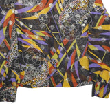 Womens Black Yellow Purple Printed Basic Long Sleeve Collared Shirt M Stylish