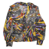 Womens Black Yellow Purple Printed Basic Long Sleeve Collared Shirt M Stylish