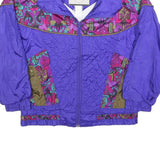 SEQUENCE Womens Purple & Multi Jacket S Polyester Zip Vintage Patterned Light