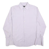 JAEGER Mens White Plain Shirt L Classic Long Sleeve Button Collar Cotton Blend