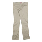 DICKIES Womens Cotton Blend Beige Slim Straight Trousers W32 L32 Workwear Zip
