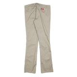 DICKIES Womens Cotton Blend Beige Slim Straight Trousers W32 L32 Workwear Zip