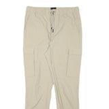 H&M Womens Polyester Blend Beige Slim Cargo Trousers Drawstring W28 L29