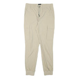 H&M Womens Polyester Blend Beige Slim Cargo Trousers Drawstring W28 L29