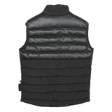 PHILIPP PLEIN Mens Black Leather & Cotton Quilted Gilet M Jacket Zip Sleeveless