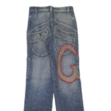 Womens Blue Regular Fit Denim Jeans Cargo Pockets Zip Closure W26 L30