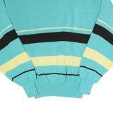 Womens Blue & Cream Cartoon Pattern Cotton Blend Patterned Crew Neck Basic Knit