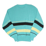 Womens Blue & Cream Cartoon Pattern Cotton Blend Patterned Crew Neck Basic Knit