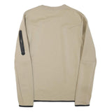 NIKE Mens Beige Cotton Blend Crew Neck Sweatshirt S Logo Detail Zip Pocket