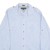 TOMMY HILFIGER Mens Blue Cotton Shirt L Button Front Casual Shirt L