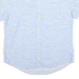 TOMMY HILFIGER Mens Blue & White Striped Shirt L Cotton Blend Casual Summer
