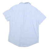 TOMMY HILFIGER Mens Blue & White Striped Shirt L Cotton Blend Casual Summer