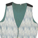 Womens Blue & White Pattern Button Cotton Blend Jacket M Stylish Casual Vest