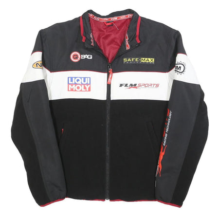 FLM Mens Black White Red Racing Polyester Blend Zip Jacket Sports M