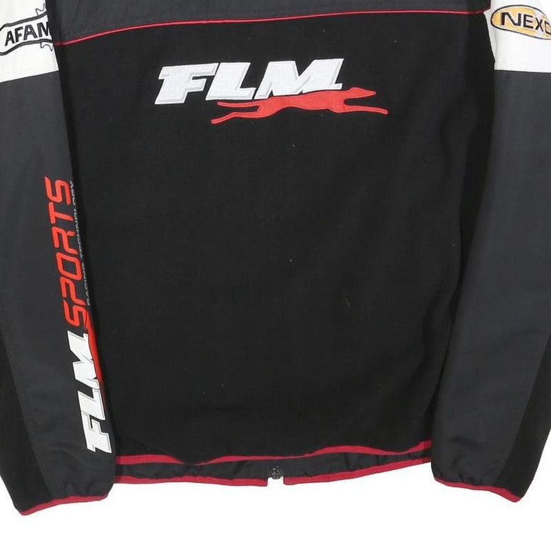 FLM Mens Black White Red Racing Polyester Blend Zip Jacket Sports M