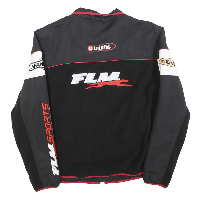 FLM Mens Black White Red Racing Polyester Blend Zip Jacket Sports M