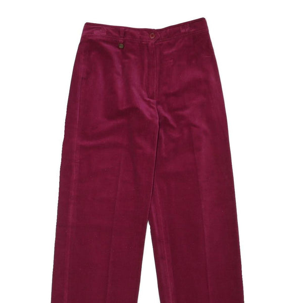 RO-COUPE Womens Cotton Blend Burgundy Relaxed Straight Trousers W26 L30 Stylish