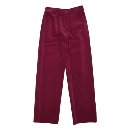 RO-COUPE Womens Cotton Blend Burgundy Relaxed Straight Trousers W26 L30 Stylish