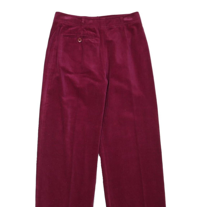 RO-COUPE Womens Cotton Blend Burgundy Relaxed Straight Trousers W26 L30 Stylish