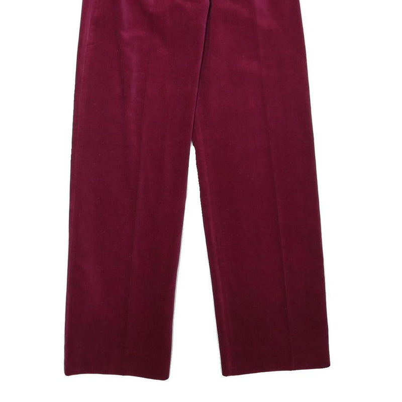 RO-COUPE Womens Cotton Blend Burgundy Relaxed Straight Trousers W26 L30 Stylish