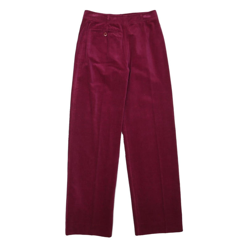 RO-COUPE Womens Cotton Blend Burgundy Relaxed Straight Trousers W26 L30 Stylish
