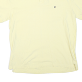 TOMMY HILFIGER Mens Yellow Polo Shirt XL Cotton Blend Short Sleeve Plain Basic