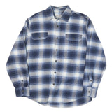 JACHS Mens Blue & White Check Shirt M Cotton Blend Long Sleeve Button