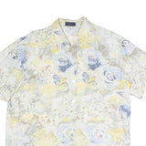 BIAGGINI Womens Cream Blue Yellow Floral Shirt Short Sleeve Collared XL Cotton