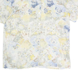 BIAGGINI Womens Cream Blue Yellow Floral Shirt Short Sleeve Collared XL Cotton