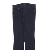 TOMMY HILFIGER Womens Slim Navy Blue Cotton Blend Zip Trousers W30 L30