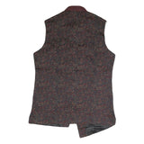 Mens Black & Maroon Patterned Button Jacket S Polyester Blend Woven Stand-Up