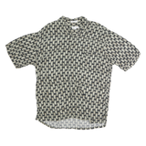 PIERRE CARDIN Mens Black & Beige Rayon Printed Shirt L Relaxed Fit