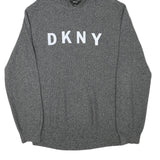 DKNY Mens Grey Pullover Relaxed Fit Cotton Blend Jumper High Neck Basic Knit M
