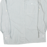 Womens White & Grey Stripe Long Sleeve Shirt L Polyester Blend Relaxed Fit