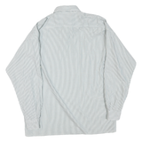 Womens White & Grey Stripe Long Sleeve Shirt L Polyester Blend Relaxed Fit