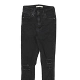 LEVI'S 721 Womens Black Slim Skinny Denim Jeans W22 L25 Distressed Ripped
