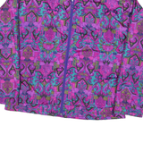 LAVON Womens Purple Printed Nylon Zip Jacket L Outerwear Patterned Stylish