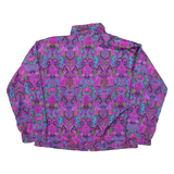 LAVON Womens Purple Printed Nylon Zip Jacket L Outerwear Patterned Stylish