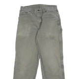 DICKIES Mens Cotton Grey Regular Straight Trousers W32 L32 Workwear Zip Closure