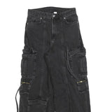 H&M Womens Black Relaxed Cargo Denim Light W28 L30 Cotton Blend Casual Pockets